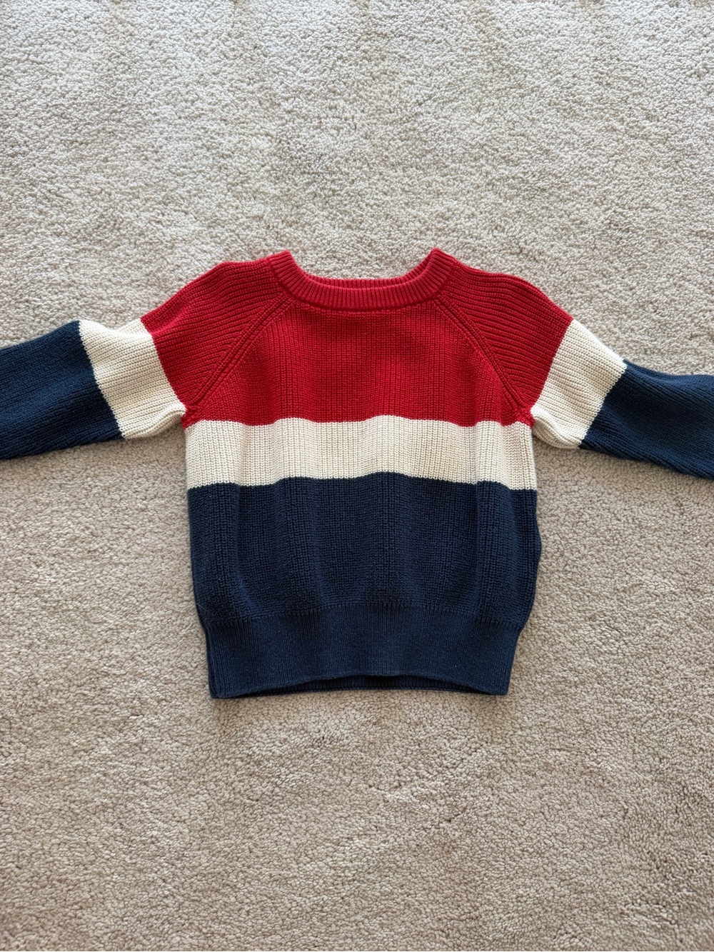 H&M Kid’s Red White Navy Colorblock Knit Sweater